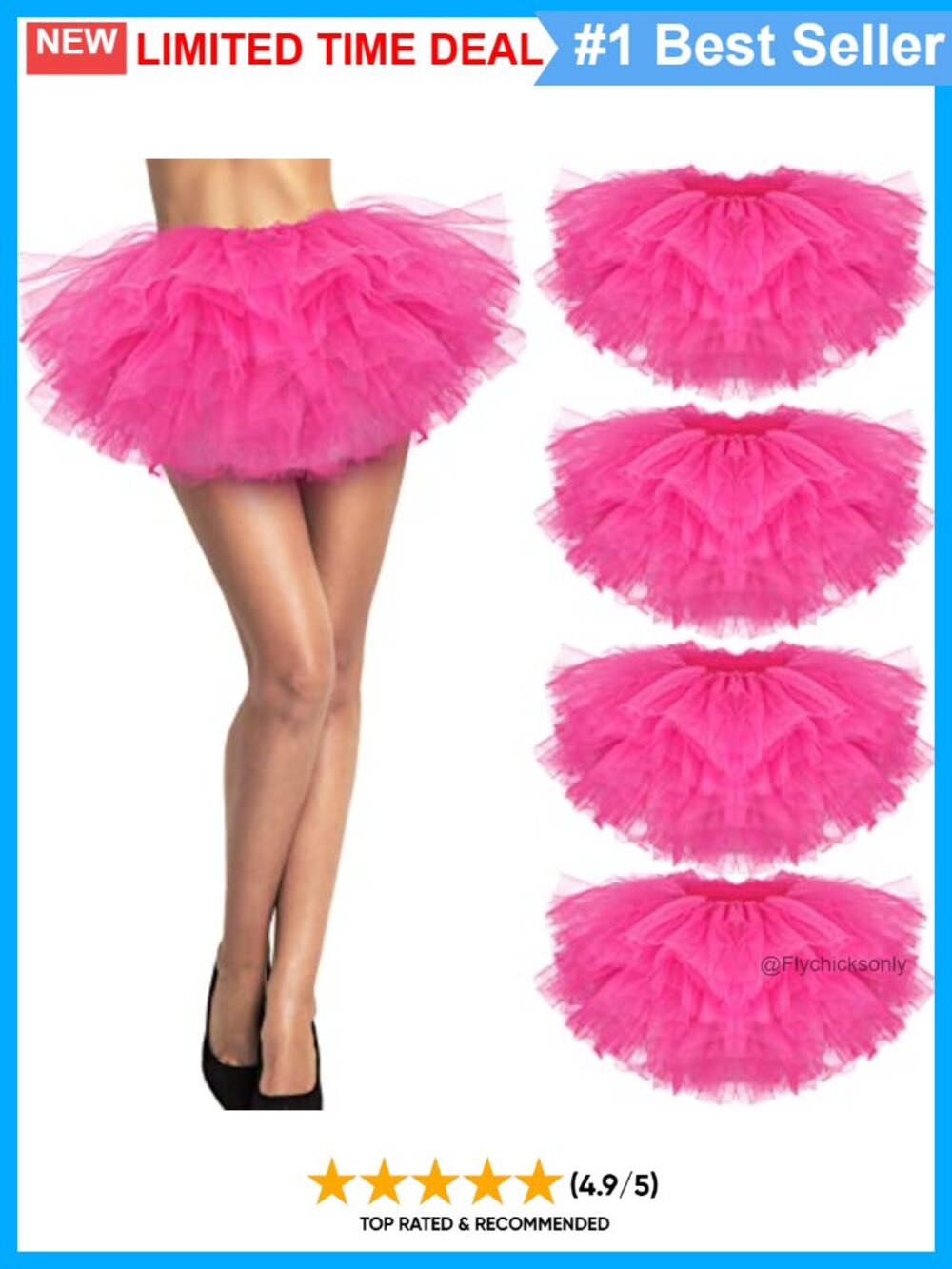 5-Layer Tulle Tutu Skirt Set Full Fluffy Cosplay Costume Dance